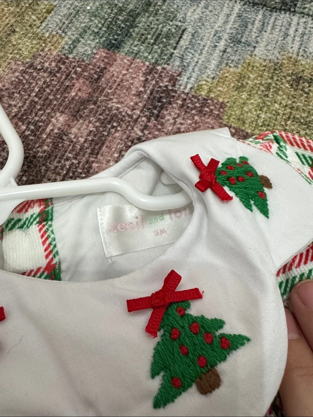 Cecil and Lou Holiday Plaid Two-Piece Baby Set with Embroidered Collar